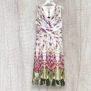 NWT Ted Baker London Risha Mirrored Tropics Pleated Floral Dress Ivory Multi 4